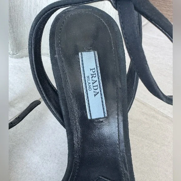 Prada Black Heels with Silver Accents - Picture 2 of 8